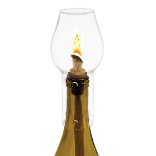 Glass Hurricane Bottle Lamp by Twine